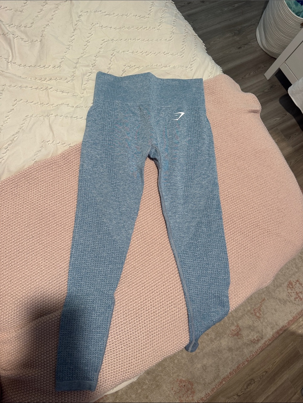 Gymshark Light Blue Ribbed High-Waist Leggings